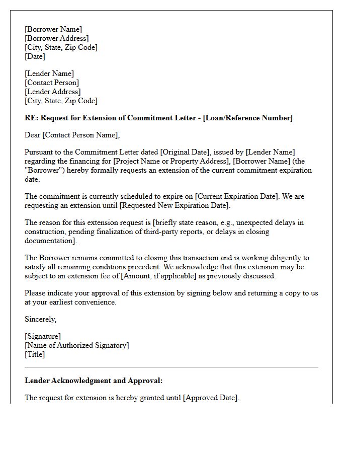 Borrower Requested Commitment Extension Letter