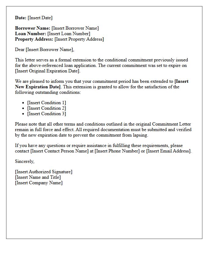 Outstanding Conditions Commitment Extension Letter