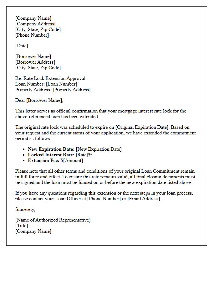 Rate Lock Expiration Commitment Extension Letter