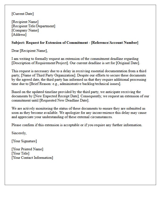 Third Party Document Delay Commitment Extension Letter