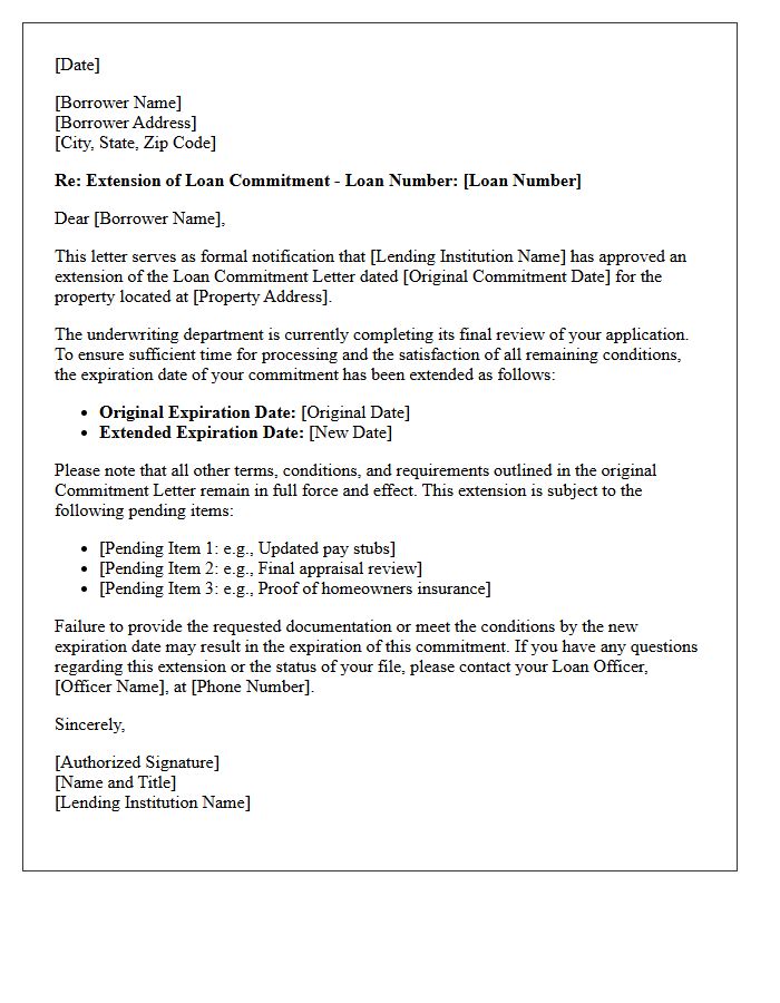 Underwriting Review Commitment Extension Letter