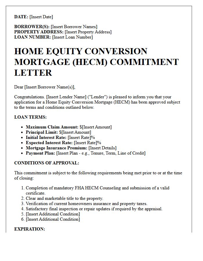 Home Equity Conversion Mortgage Commitment Letter