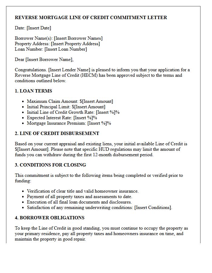 Reverse Mortgage Line Of Credit Commitment Letter