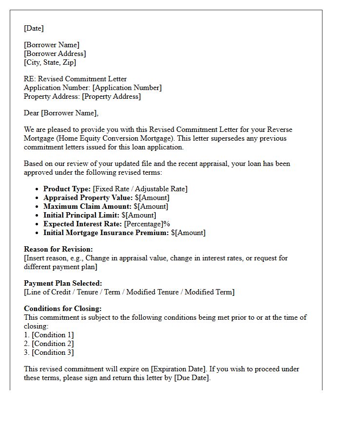 Reverse Mortgage Revised Commitment Letter