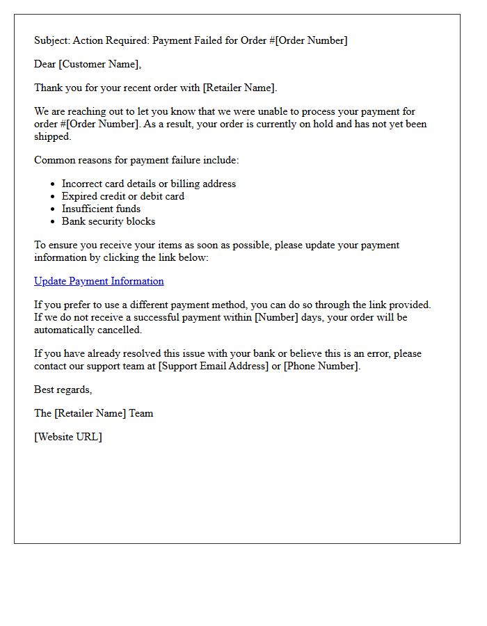 Failed Payment Resolution Letter For Online Retailers