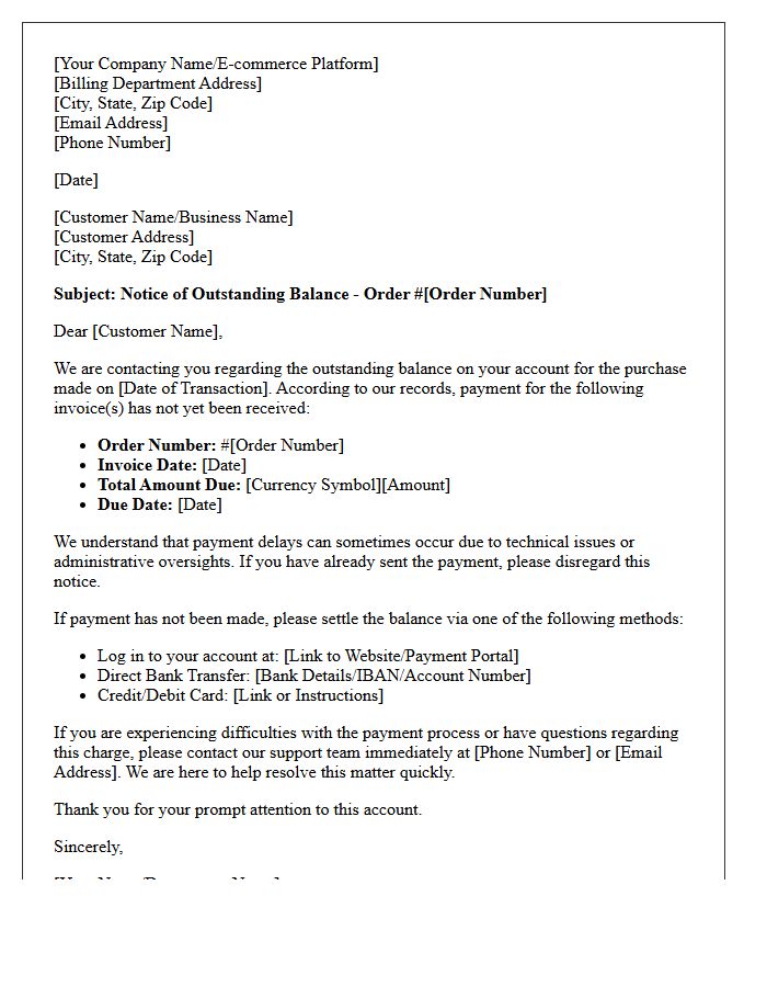 Initial Debt Recovery Inquiry Letter For E-Commerce Platforms