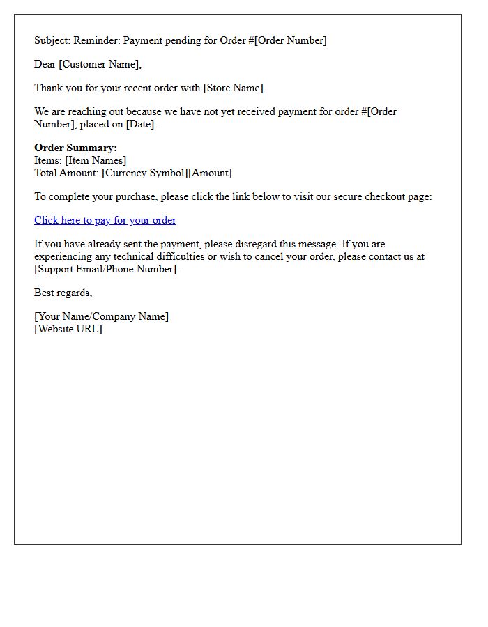 Initial Payment Reminder Letter For Unpaid E-Commerce Order