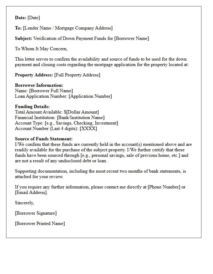 Mortgage Lender Down Payment Funding Letter
