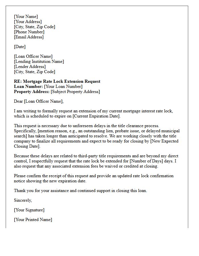 Title Clearance Rate Lock Extension Request Letter
