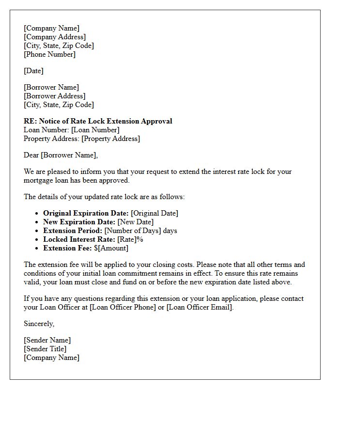 Borrower-Requested Rate Lock Extension Approval Letter