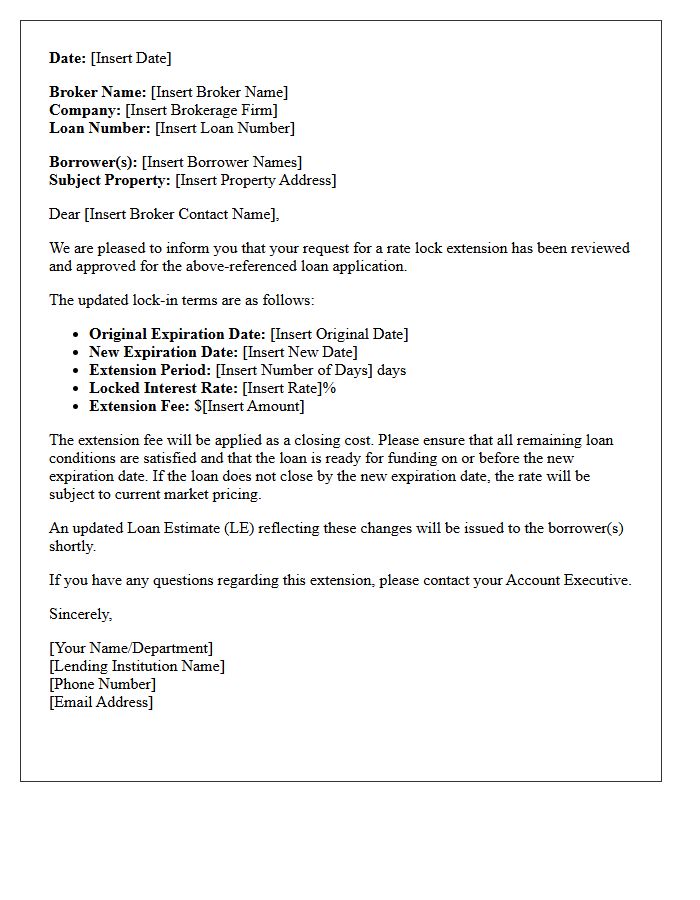 Broker-Negotiated Rate Lock Extension Approval Letter