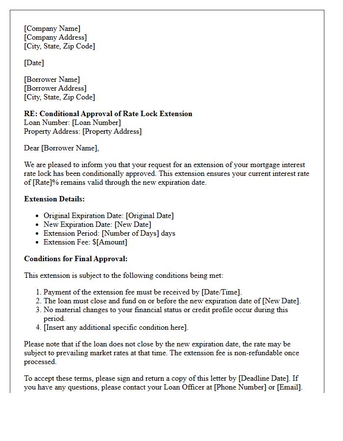 Conditional Rate Lock Extension Approval Letter