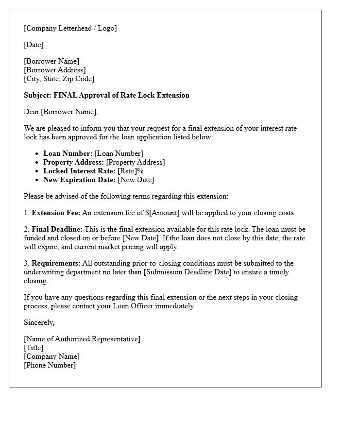 Final Rate Lock Extension Approval Letter