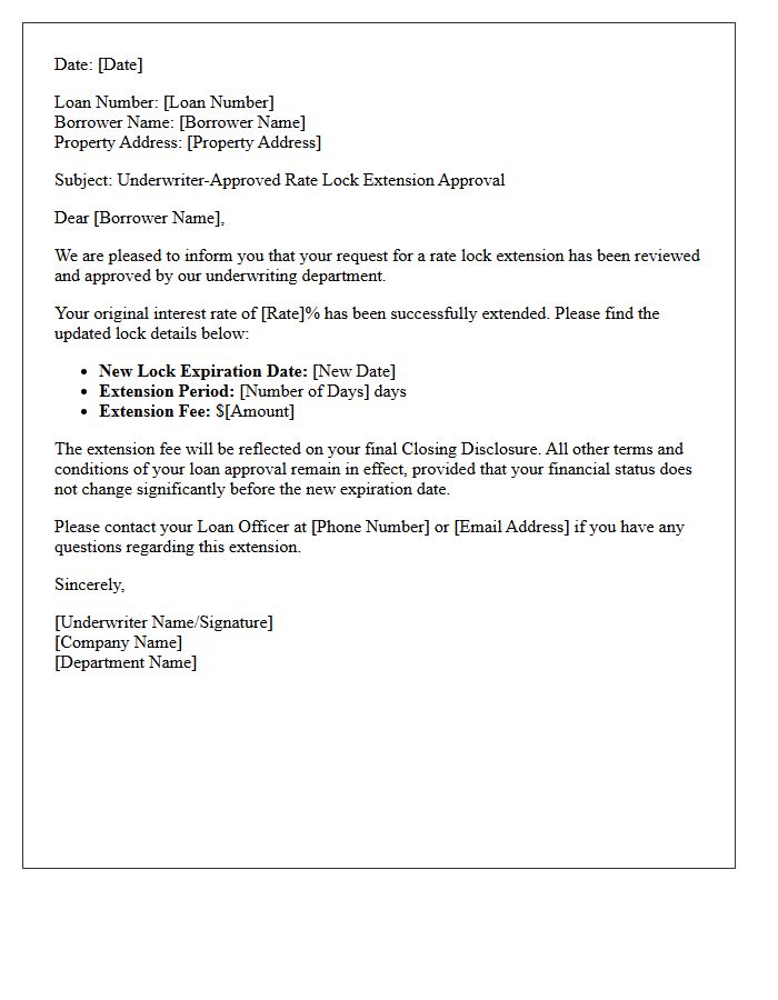 Underwriter-Approved Rate Lock Extension Approval Letter