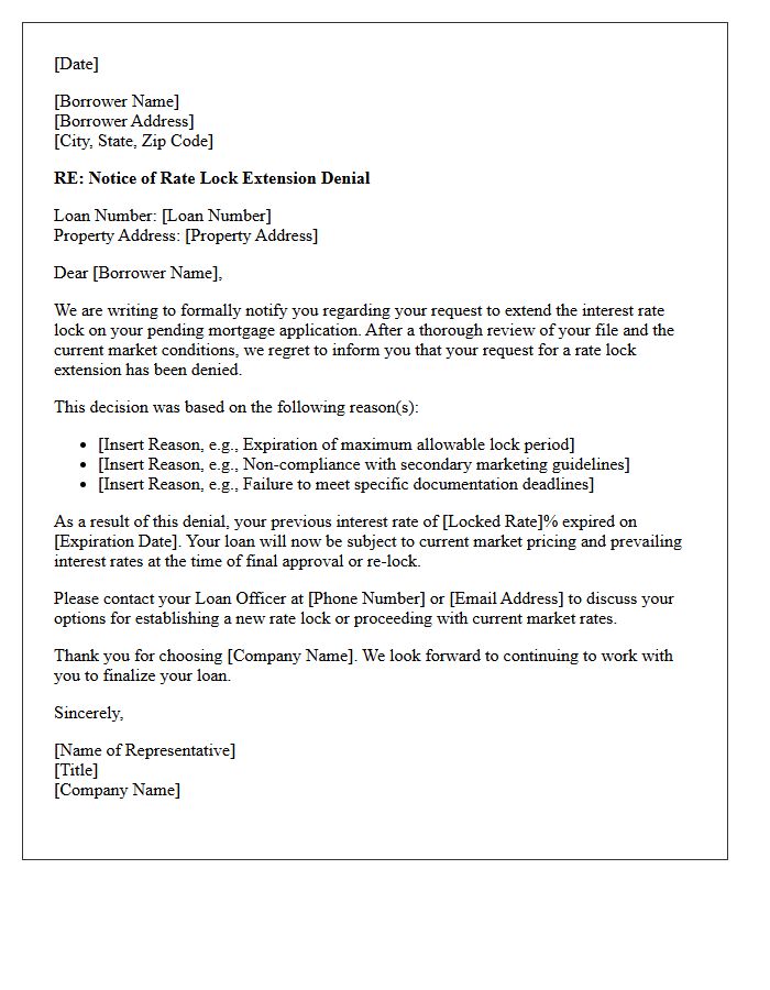 Final Decision Rate Lock Extension Denial Letter