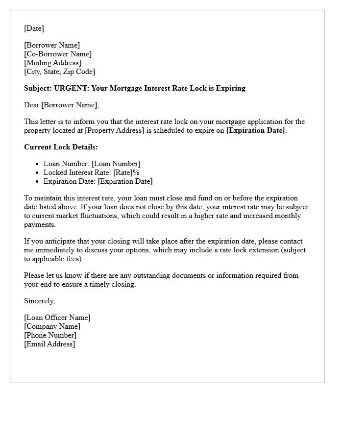 Expiring Rate Lock Notification Letter