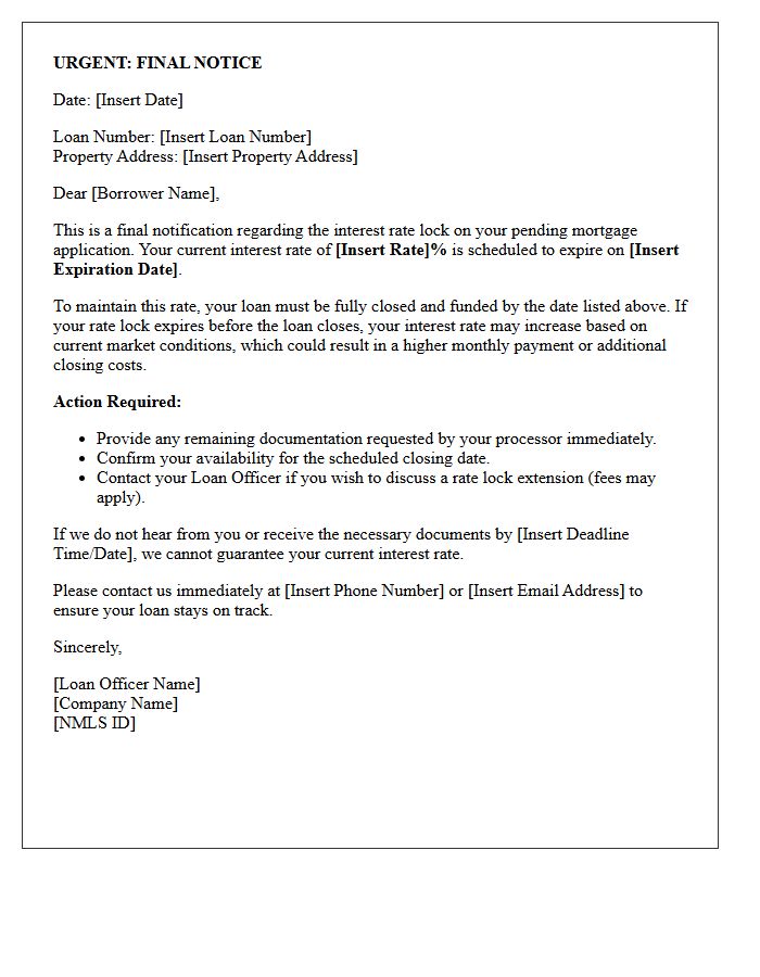 Final Warning Rate Lock Expiration Letter