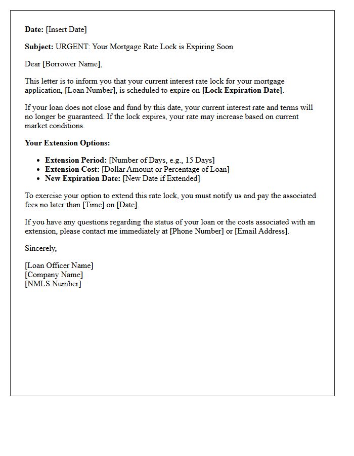Rate Lock Extension Option Warning Letter