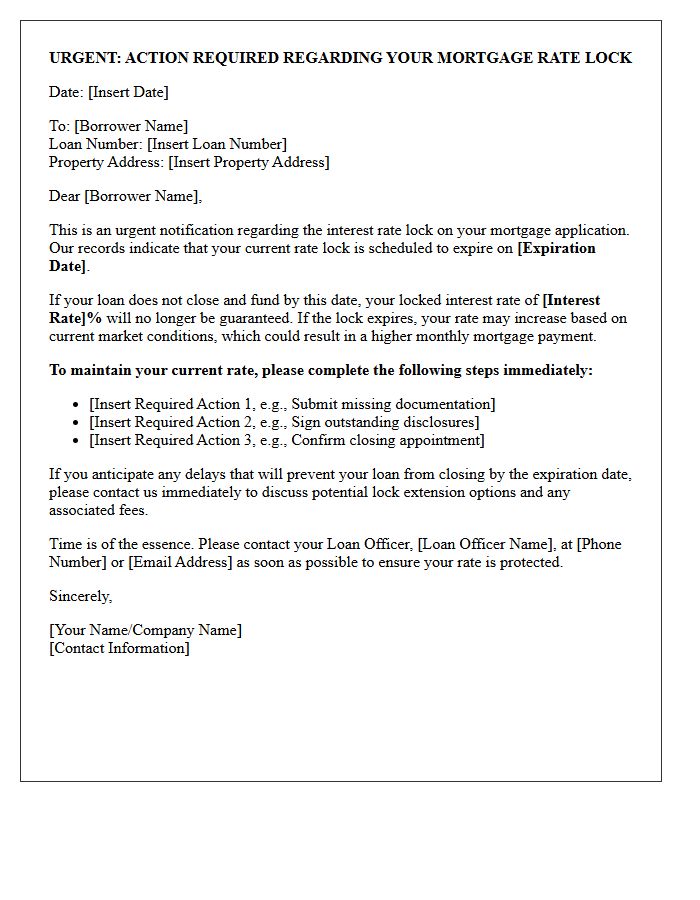Urgent Rate Lock Expiration Warning Letter