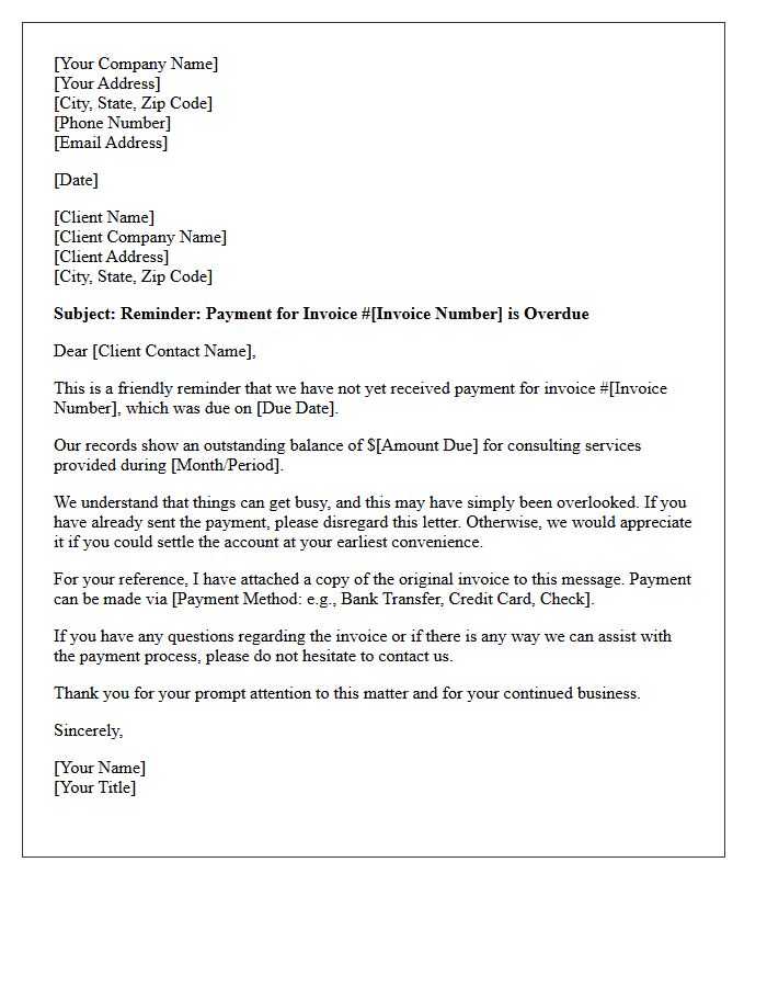 Initial Reminder Letter Regarding Overdue Consulting Account