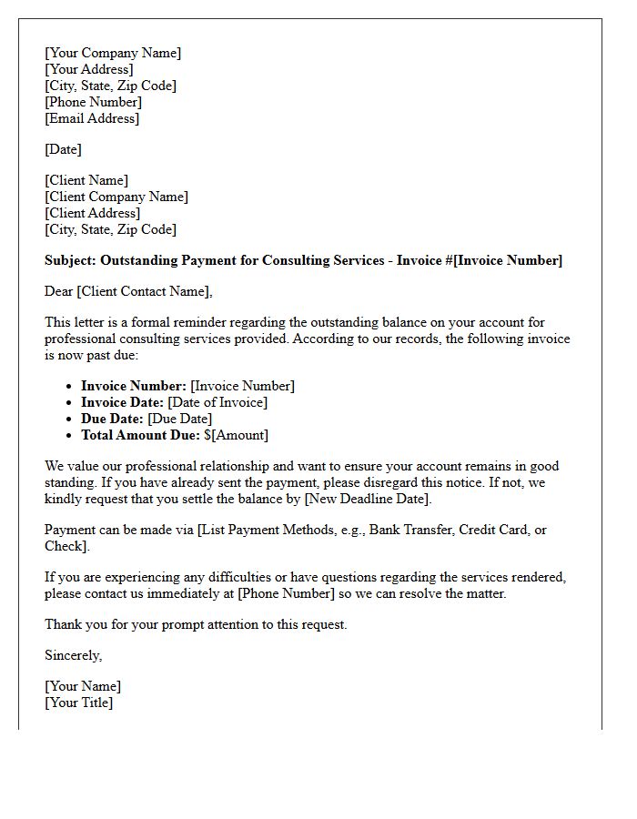 Overdue Account Letter for Professional Consulting Services