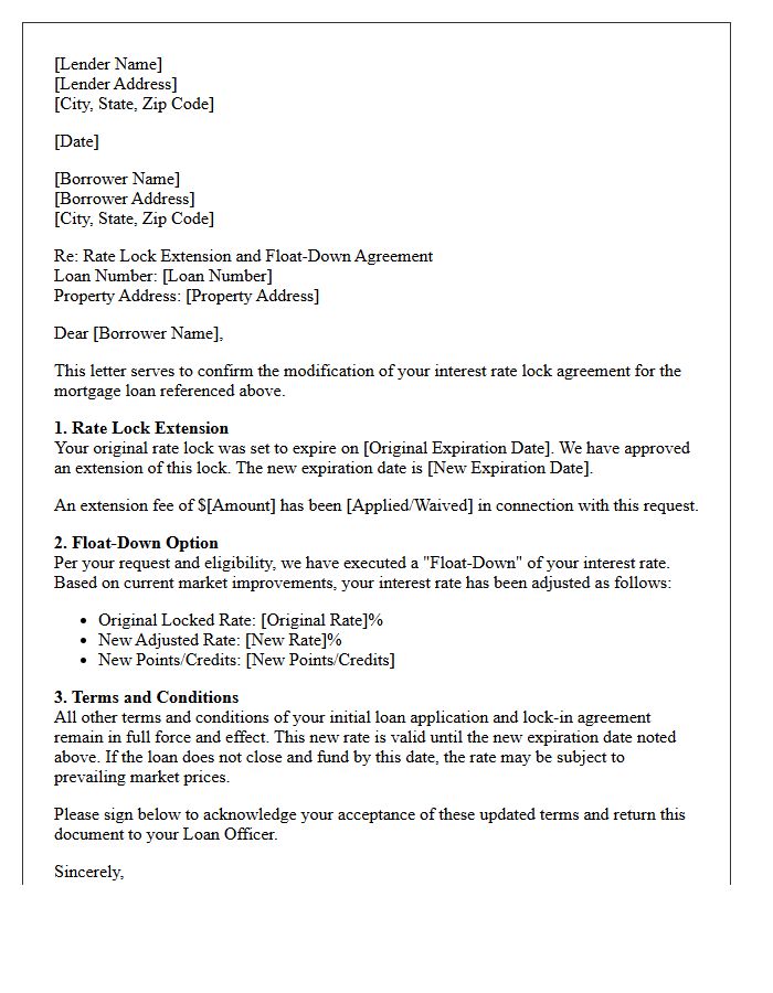 Rate Lock Extension and Float-Down Letter