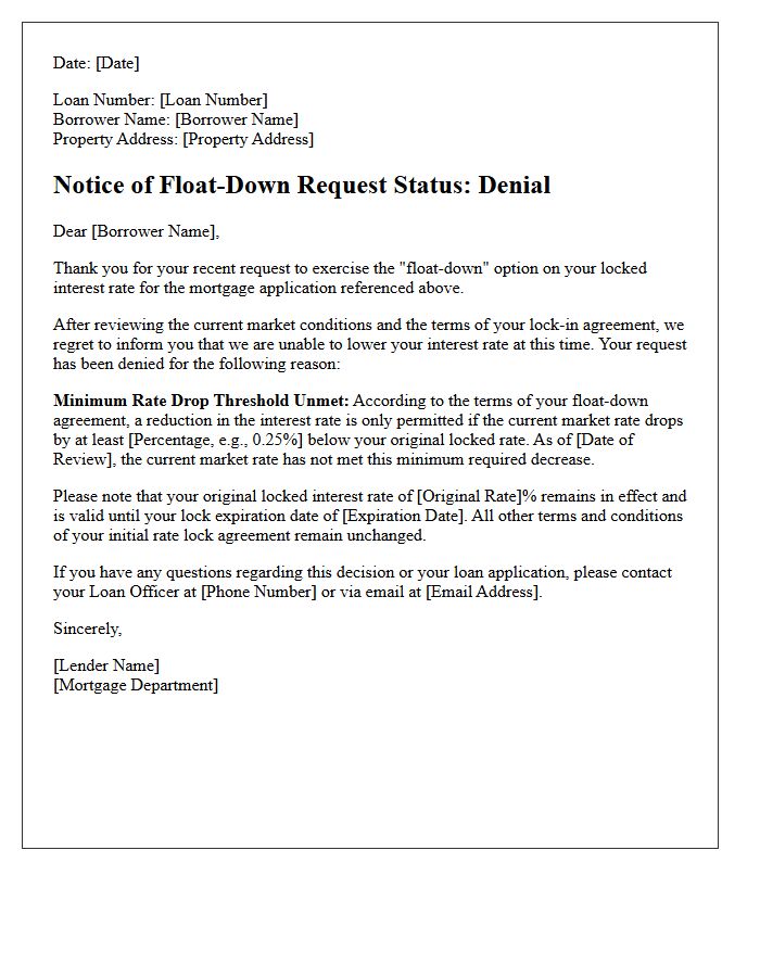 Minimum Rate Drop Threshold Unmet Float-Down Denial Letter