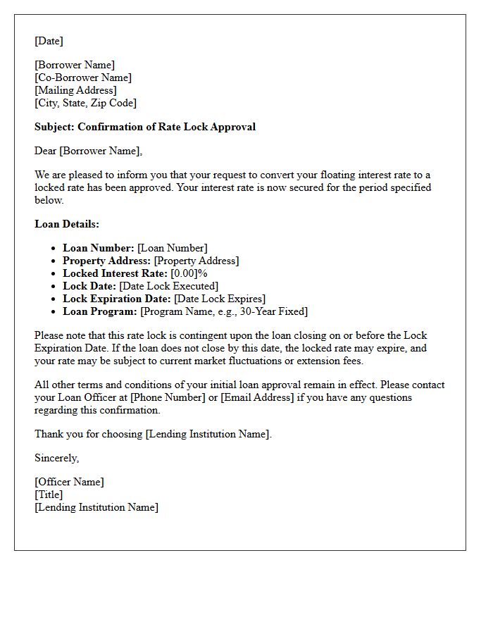 Floating To Locked Rate Approval Letter
