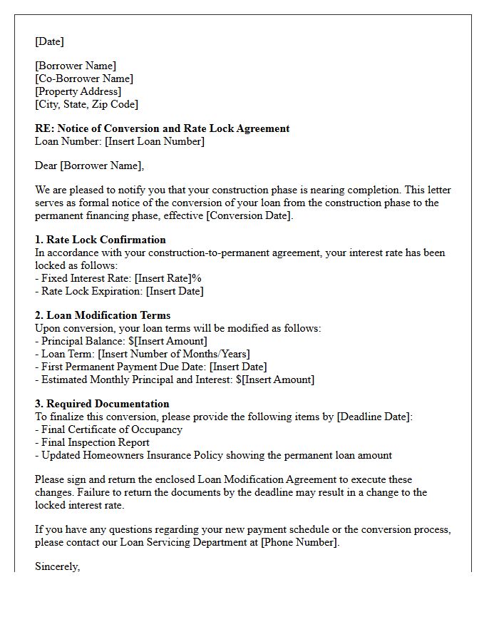Construction To Permanent Modification And Rate Lock Conversion Letter