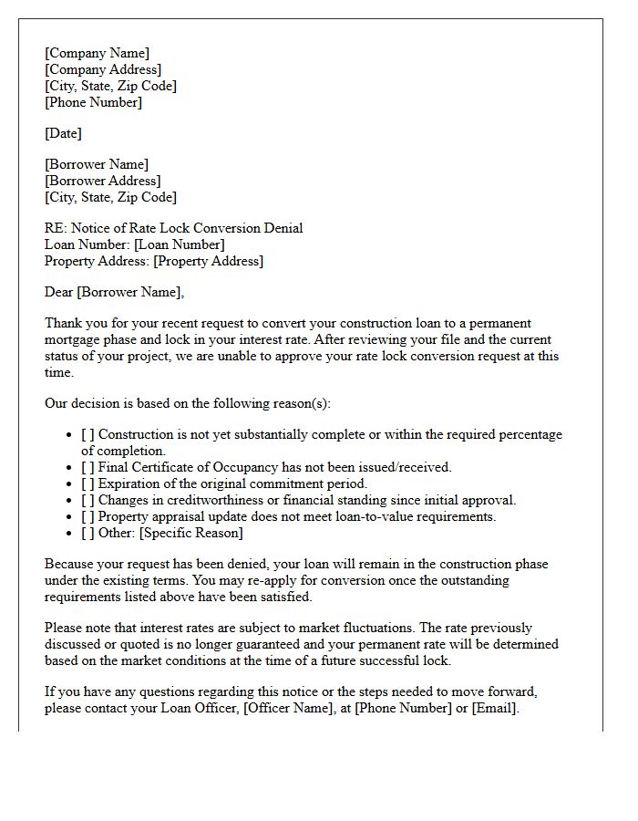 Construction To Permanent Rate Lock Conversion Denial Letter