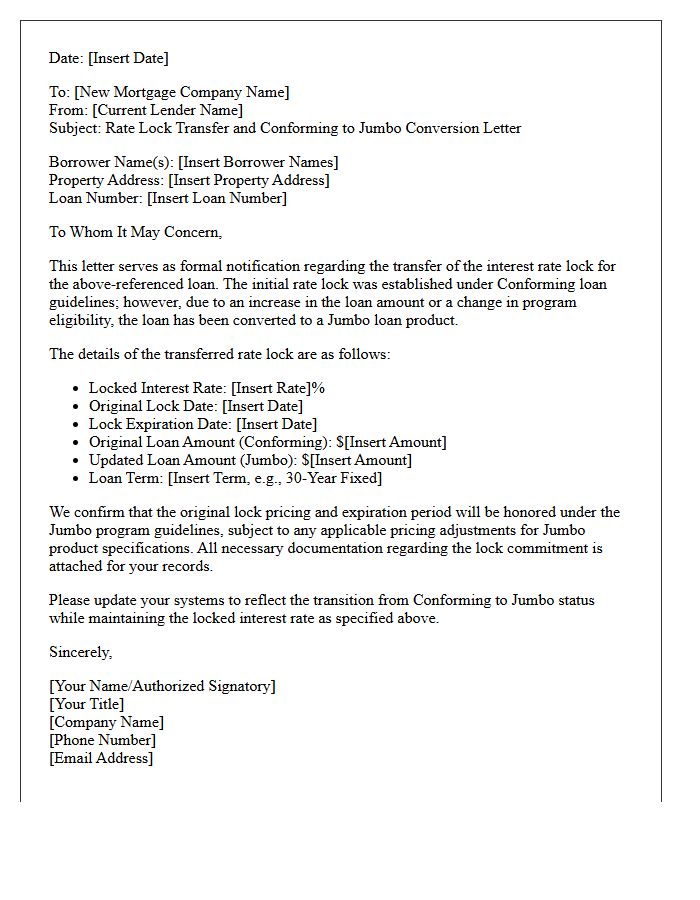 Conforming to Jumbo Rate Lock Transfer Letter