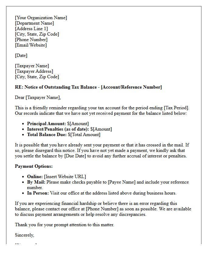 First Amicable Letter for Past Due Tax Accounts