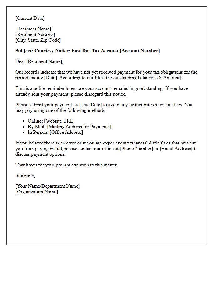 Polite First Notice Letter Regarding Past Due Taxes