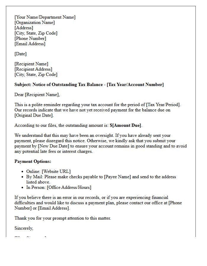 Polite First Request Letter for Delinquent Tax Payment