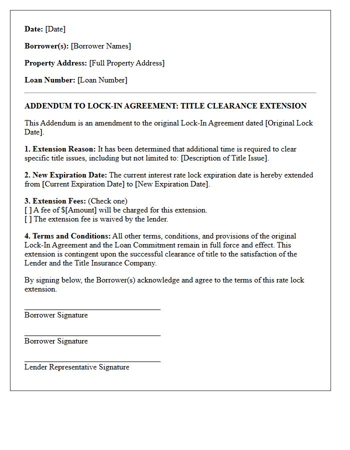 Title Clearance Extended Rate Lock Addendum Letter