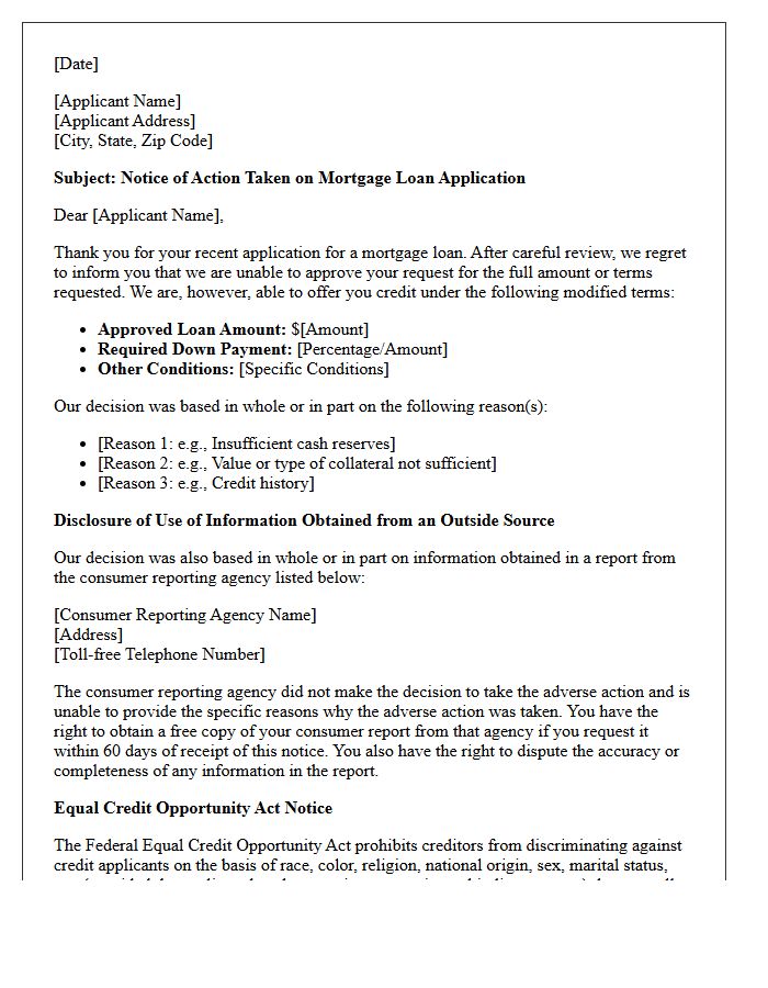 Notice Of Adverse Action Letter Regarding Limited Mortgage Credit