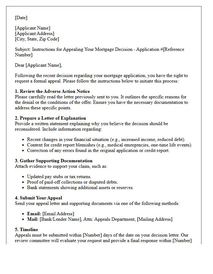 Instructions for Appealing the Mortgage Decision