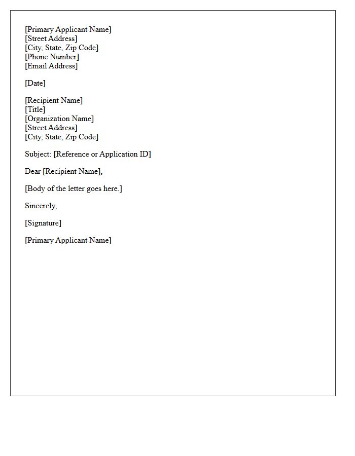 Primary Applicant Name and Mailing Address