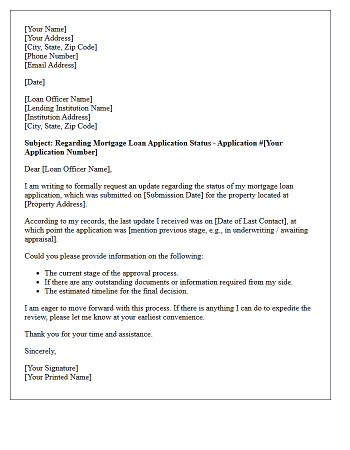 Subject Regarding Mortgage Loan Application Status