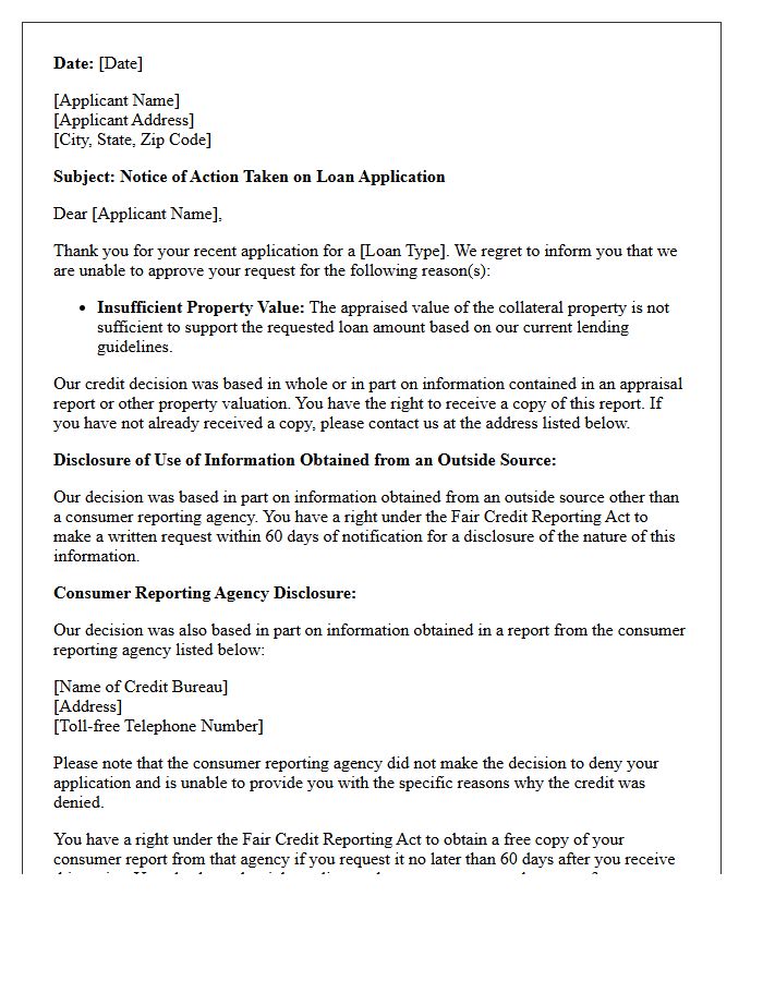 Insufficient Property Value Adverse Action Letter