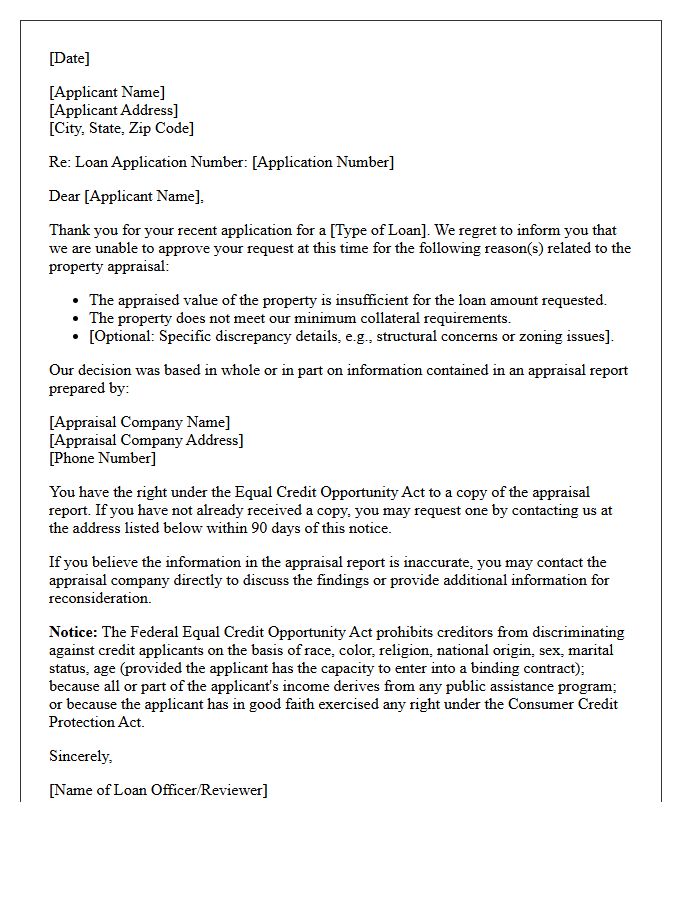 Property Appraisal Discrepancy Adverse Action Letter