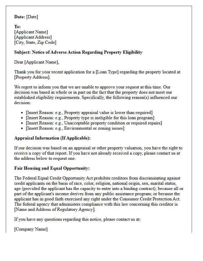Property Ineligibility Adverse Action Letter