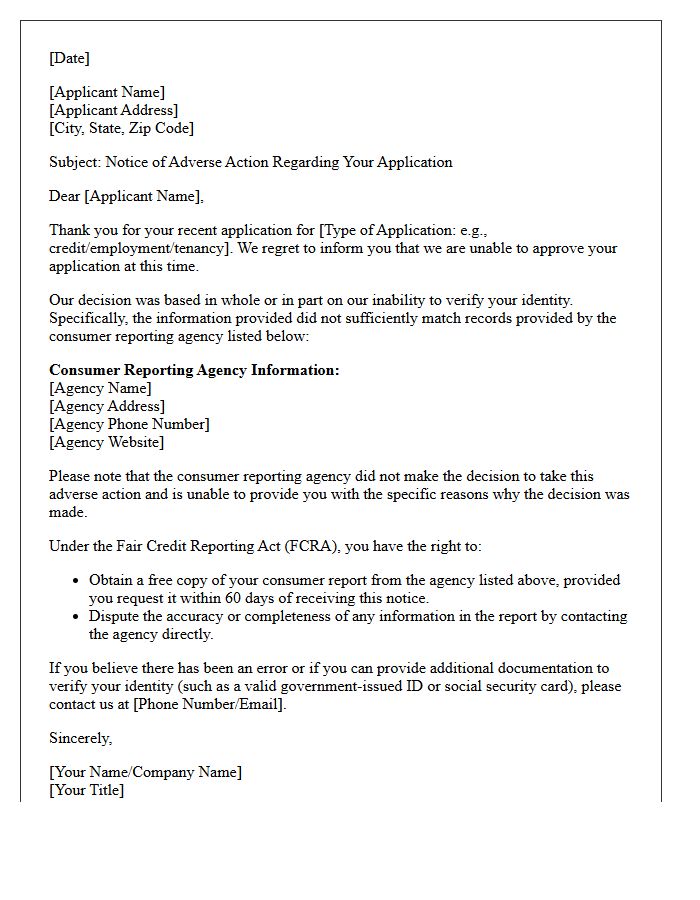 Unable to Verify Identity Adverse Action Letter