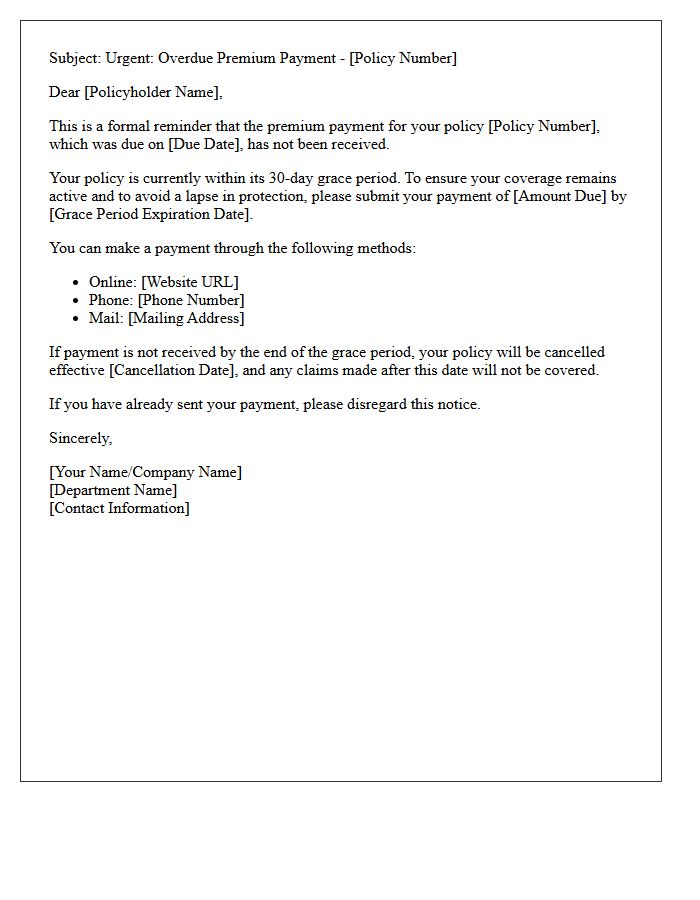 Policy Grace Period Overdue Premium Letter