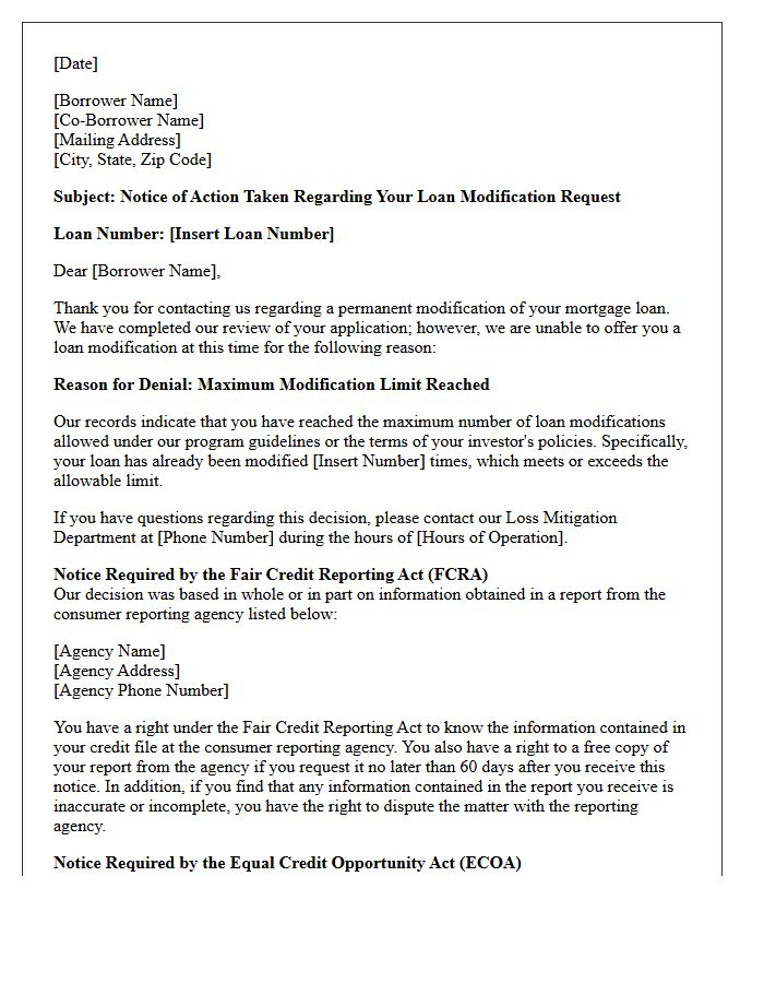 Maximum Modification Limit Reached Adverse Action Letter