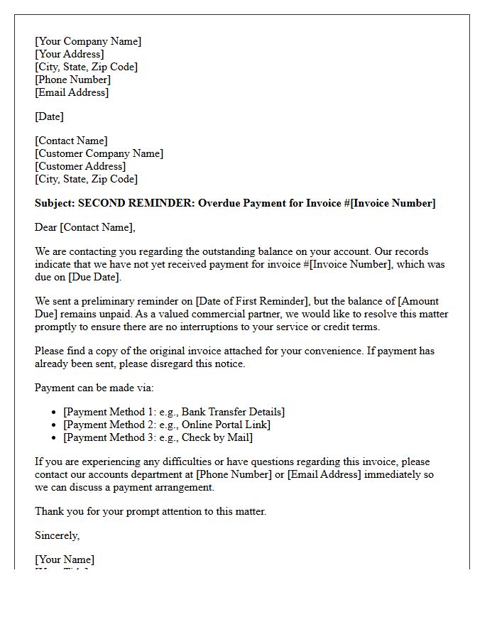 Commercial Account Second Reminder Letter