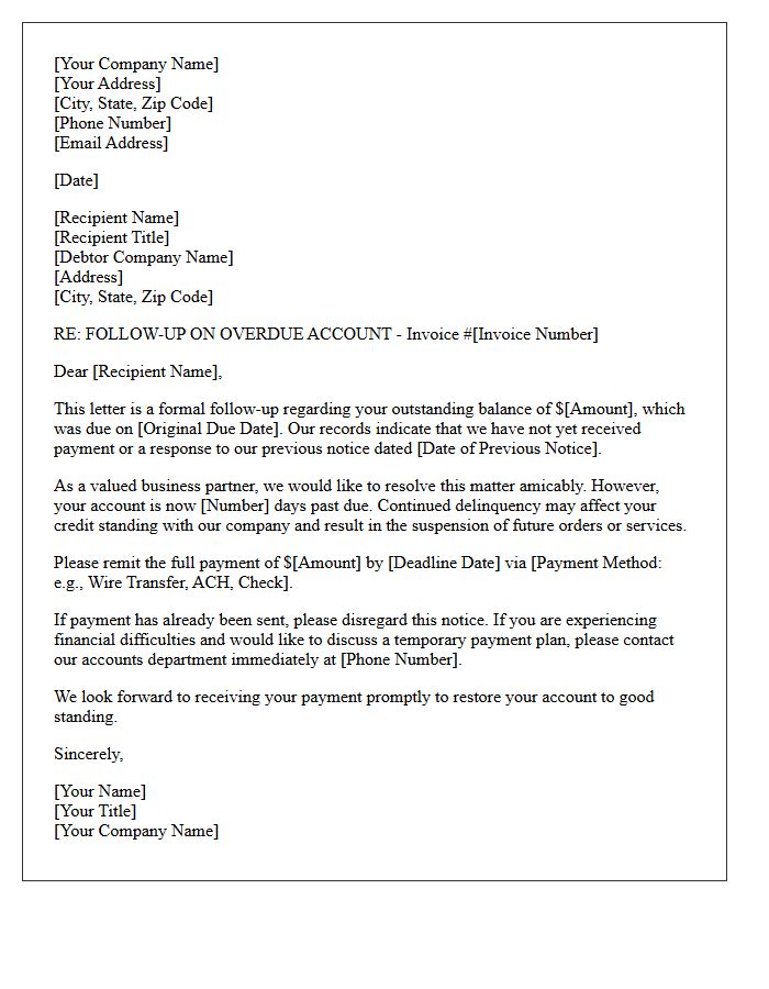 Follow-Up Letter for Delinquent Commercial Debt