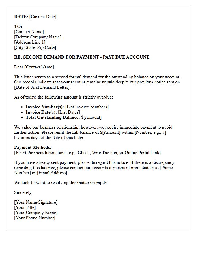 Second Demand Letter for Outstanding Corporate Balance