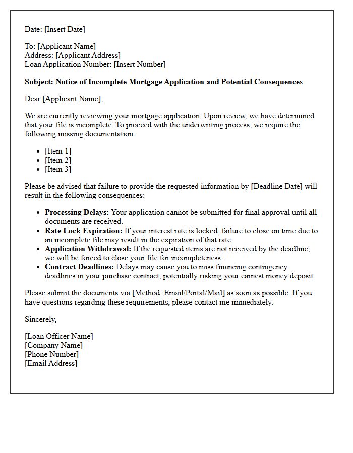 Consequences Of Incomplete Mortgage Application File