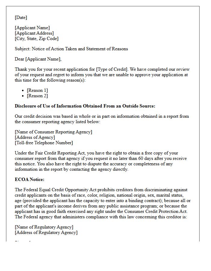 Equal Credit Opportunity Act Regulatory Notice